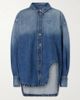 THE ATTICO Logo-embroidered washed denim jacket - 1
