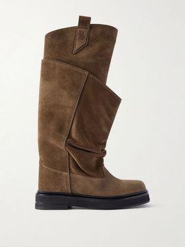 THE ATTICO Passeggiata layered suede knee boots