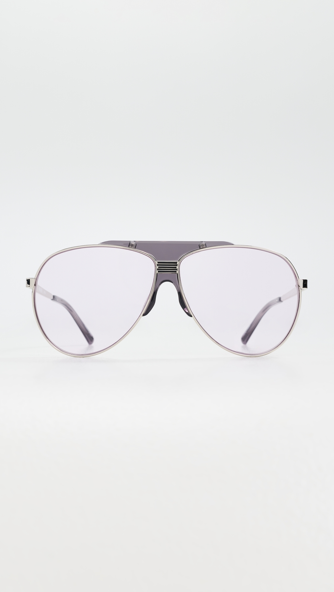 Amelia E. Gaya Sunglasses White Gold Metal Bold Chic Classic‎ Square 54-18-140 Amelia Sunglasses in White | MACHETE main image 4