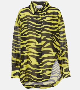 The Attico The Attico Animal-print cotton muslin shirt