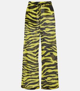 The Attico The Attico Animal-print cotton muslin wide-leg pants