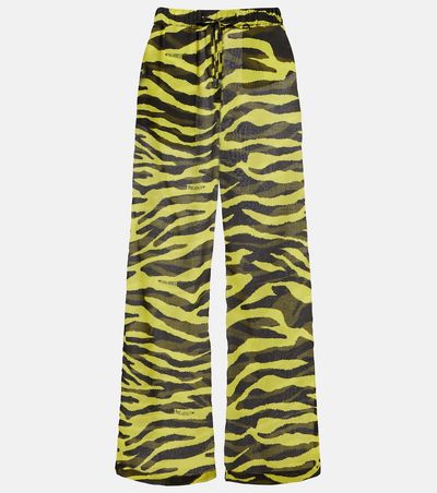 The Attico The Attico Animal-print cotton muslin wide-leg pants
