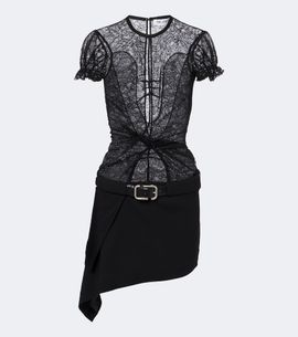 The Attico The Attico Belted lace minidress