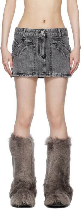The Attico The Attico Black Faded Denim Miniskirt