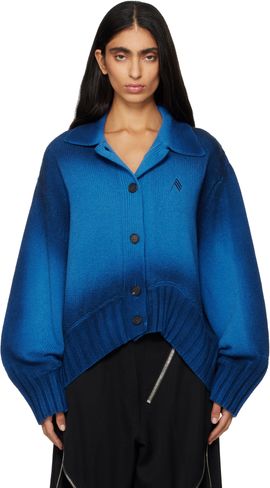 The Attico The Attico Blue Sprayed Wool Cashmere Cardigan