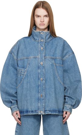 The Attico The Attico Blue Washed Denim Bomber Jacket