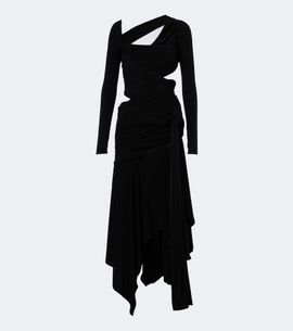 The Attico The Attico Cutout draped asymmetric midi dress