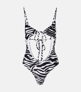 The Attico The Attico Cutout zebra-print swimsuit