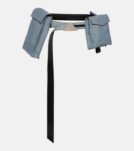 The Attico The Attico Denim and leather belt with pockets