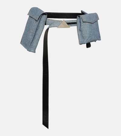 The Attico The Attico Denim and leather belt with pockets