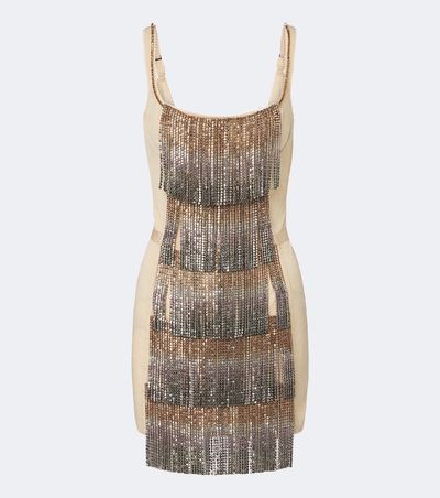 The Attico The Attico Embellished paneled lace minidress