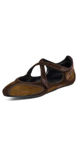 The Attico The Attico Floor 01 Suede Ballerina Flats Brown Shades