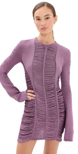 The Attico The Attico Fringe Mini Dress Dark Purple