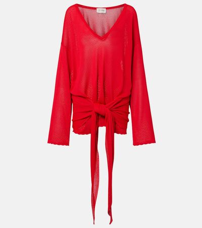 The Attico The Attico Gathered open-knit minidress