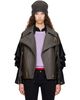 The Attico The Attico Gray & Black Kylie Leather Bomber Jacket - 1