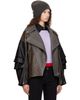 The Attico The Attico Gray & Black Kylie Leather Bomber Jacket - 2