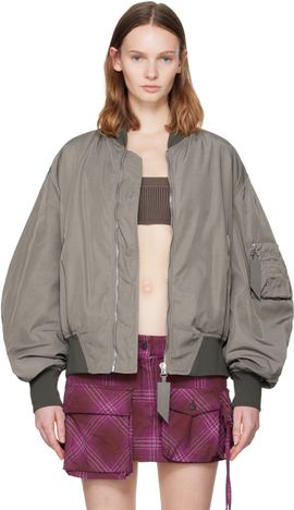 The Attico The Attico Gray Anja Bomber Jacket