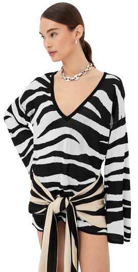 The Attico The Attico Knit Mini Dress White/Black