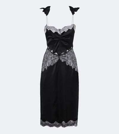 The Attico The Attico Lace-trimmed satin midi dress