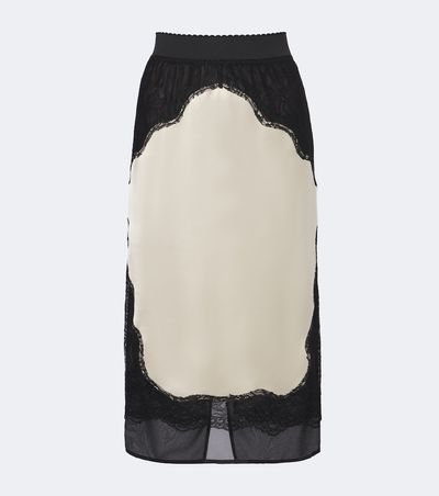 The Attico The Attico Lace-trimmed satin midi skirt