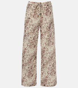 The Attico The Attico Leopard-print cotton wide-leg pants