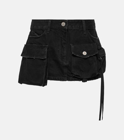 The Attico The Attico Low-rise cargo denim miniskirt