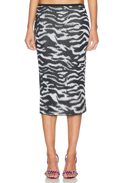 THE ATTICO THE ATTICO Midi Zebra Skirt