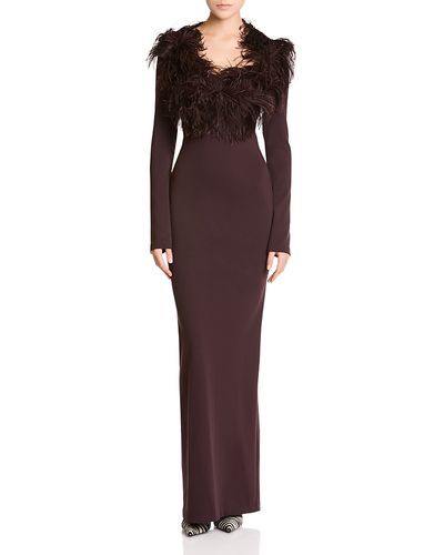 The Attico The Attico Open Back Feather Trim Gown