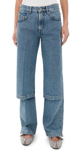 The Attico The Attico Paneled Wide Leg Jeans Sky Blue