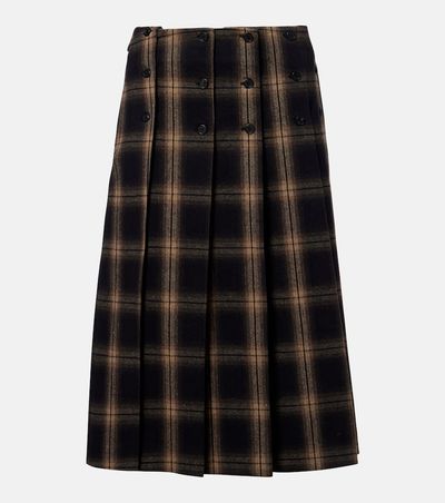 The Attico The Attico Plaid pleated cotton midi skirt
