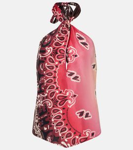The Attico The Attico Printed halterneck silk top