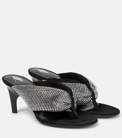 The Attico The Attico Rem satin crystal-embellished thong sandals