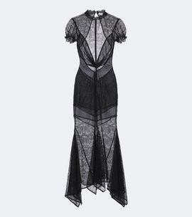 The Attico The Attico Semi-sheer asymmetric lace midi dress