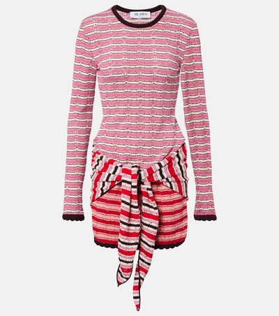 The Attico The Attico Striped crochet cotton minidress