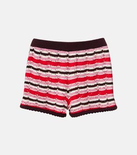 The Attico The Attico Striped crochet cotton shorts