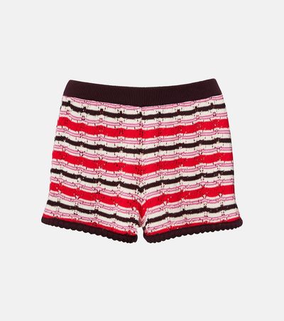 The Attico The Attico Striped crochet cotton shorts