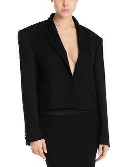 The Attico The Attico Wool Gabardine Cropped Blazer