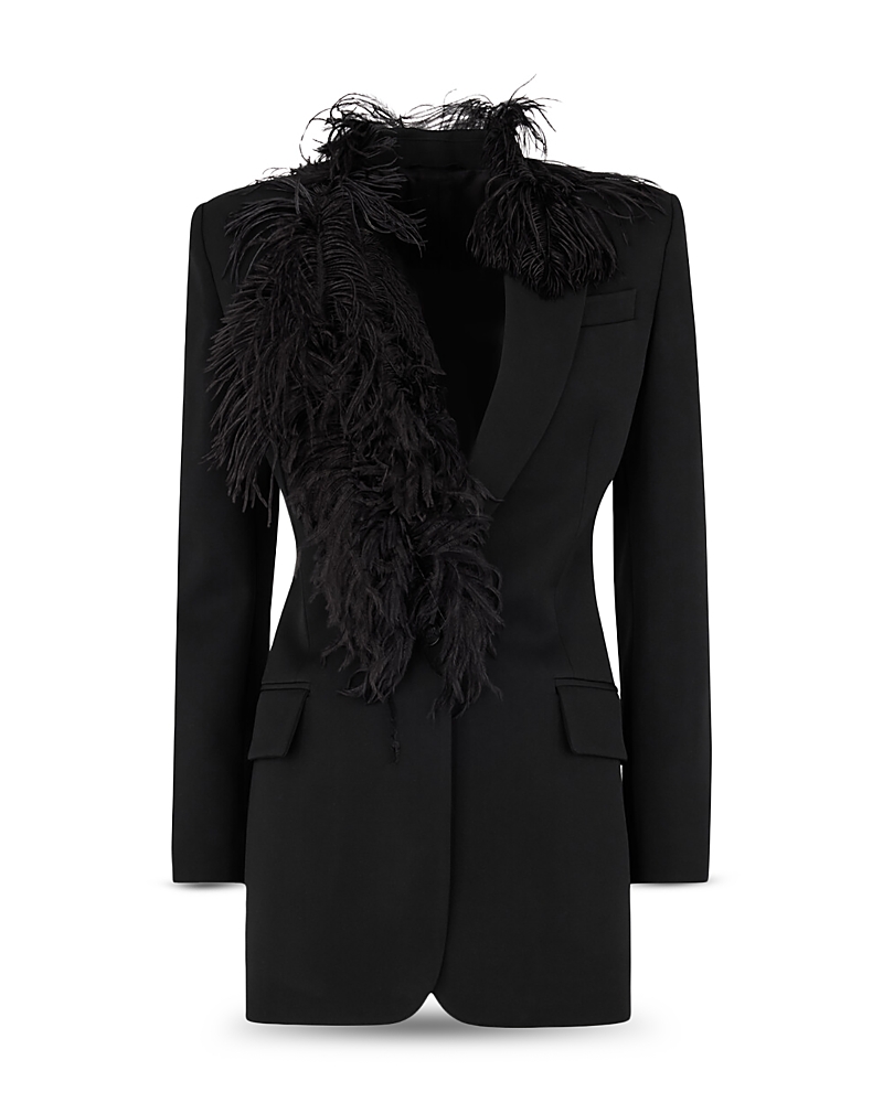 The Attico The Attico Wool Jacket with Ostrich Feather Trim