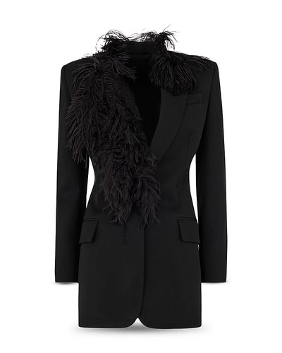 The Attico The Attico Wool Jacket with Ostrich Feather Trim