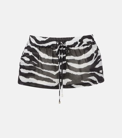 The Attico The Attico Zebra-print cotton muslin shorts