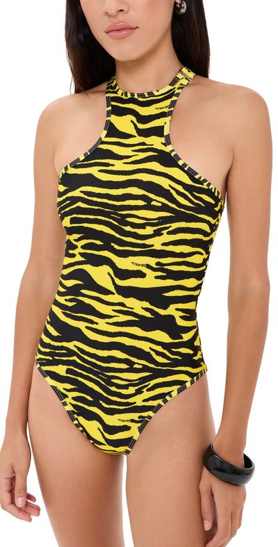The Attico The Attico Zebra One-Piece Swim Suit Yellow/Black