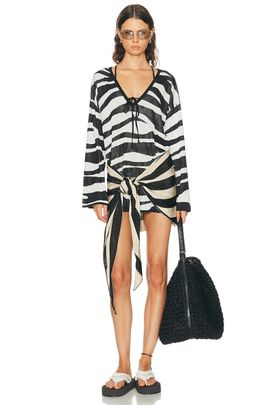THE ATTICO THE ATTICO Zebra V Neck Mini Dress