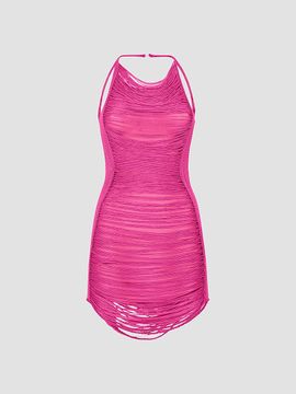The Attico Women's Draped Halterneck Knit Mini Dress