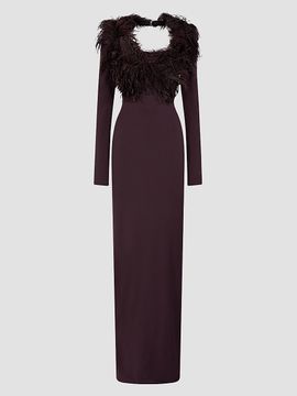 The Attico Women's Feather-Trim Maxi Dress