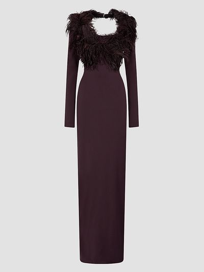 The Attico Women's Feather-Trim Maxi Dress