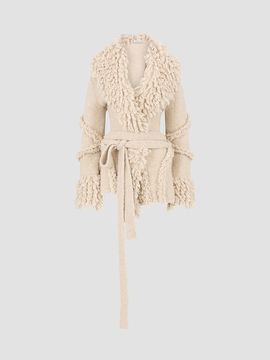 The Attico Women's Fuzzy Shawl-Collar Wrap Coat