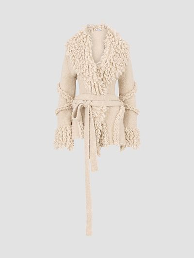 The Attico Women's Fuzzy Shawl-Collar Wrap Coat