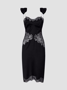 The Attico Women's Satin & Lace Midi Dress