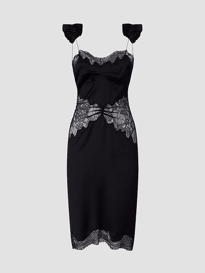 The Attico Women's Satin & Lace Midi Dress