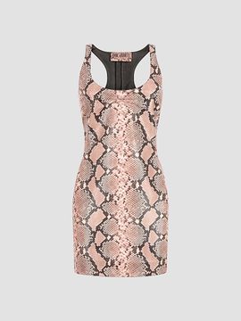 The Attico Women's Snakeskin Print Leather Mini Dress